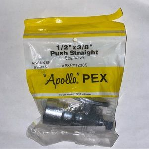 Apollo Pex 1/2” x 3/8” Push Straight Stop Valve for Pex, Model APXPV1238S (New)